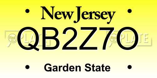 QB2Z7O New Jersey License Plate