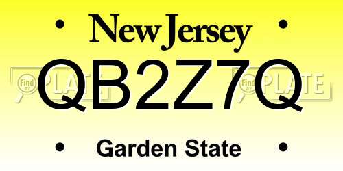 QB2Z7Q New Jersey License Plate