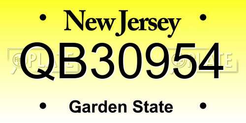 QB30954 New Jersey License Plate