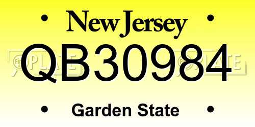 QB30984 New Jersey License Plate