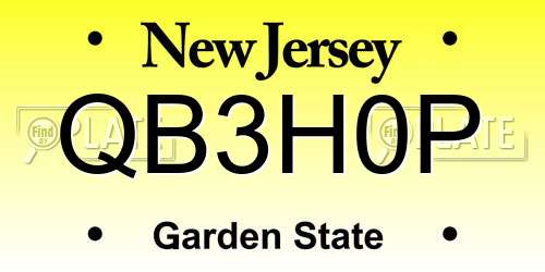 QB3H0P New Jersey License Plate