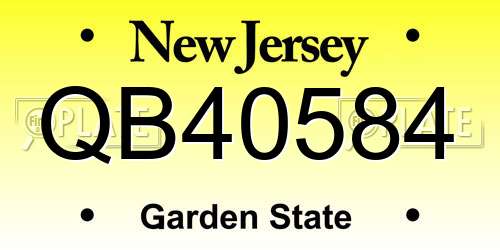 QB40584 New Jersey License Plate
