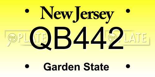 QB442 New Jersey License Plate