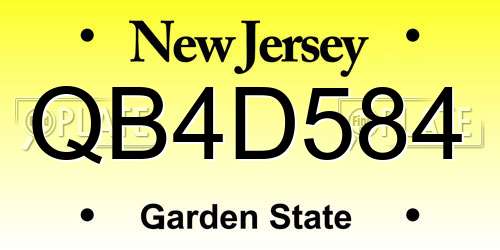 QB4D584 New Jersey License Plate