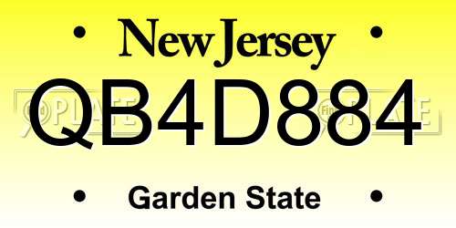 QB4D884 New Jersey License Plate