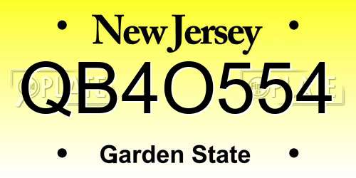 QB4O554 New Jersey License Plate