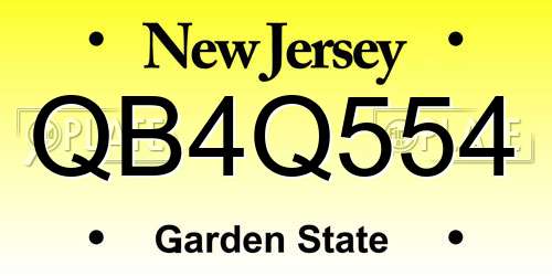 QB4Q554 New Jersey License Plate