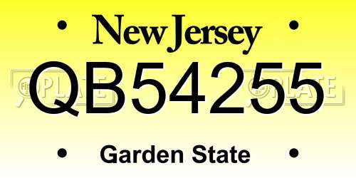 QB54255 New Jersey License Plate
