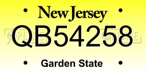 QB54258 New Jersey License Plate
