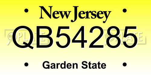 QB54285 New Jersey License Plate