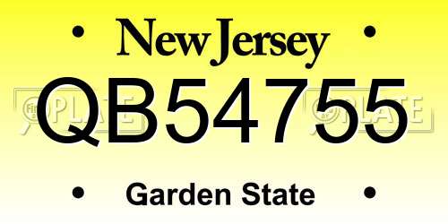 QB54755 New Jersey License Plate
