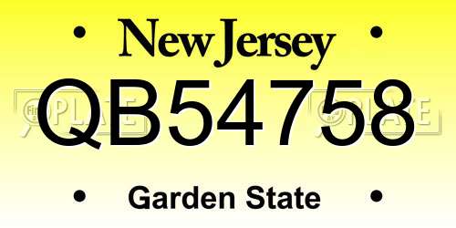 QB54758 New Jersey License Plate