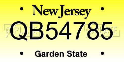 QB54785 New Jersey License Plate