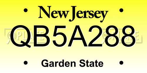 QB5A288 New Jersey License Plate