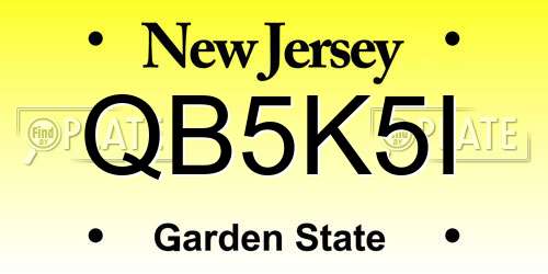 QB5K5I New Jersey License Plate