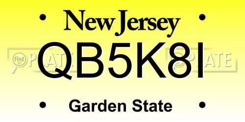 QB5K8I New Jersey License Plate