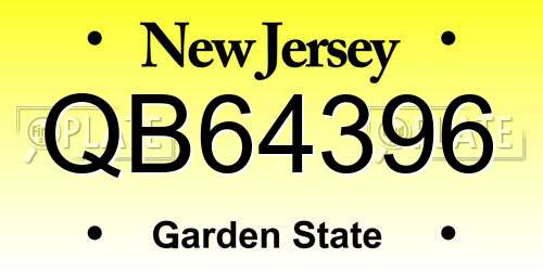 QB64396 New Jersey License Plate