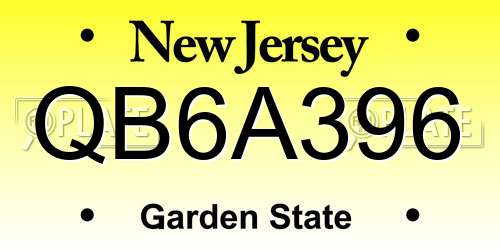 QB6A396 New Jersey License Plate