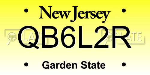 QB6L2R New Jersey License Plate
