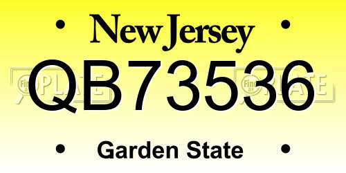 QB73536 New Jersey License Plate