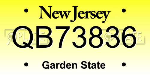 QB73836 New Jersey License Plate