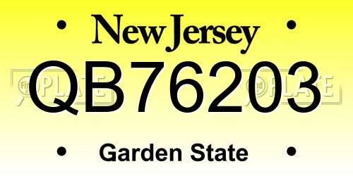 QB76203 New Jersey License Plate