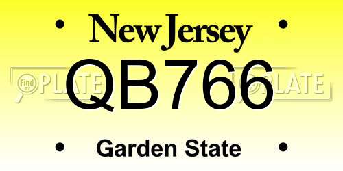 QB766 New Jersey License Plate