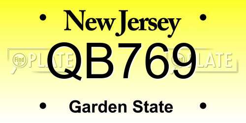 QB769 New Jersey License Plate