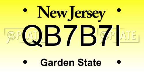 QB7B7I New Jersey License Plate