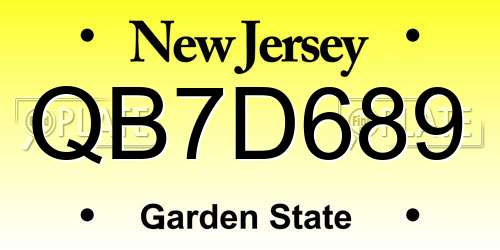 QB7D689 New Jersey License Plate