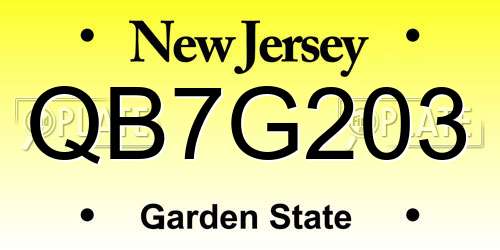 QB7G203 New Jersey License Plate