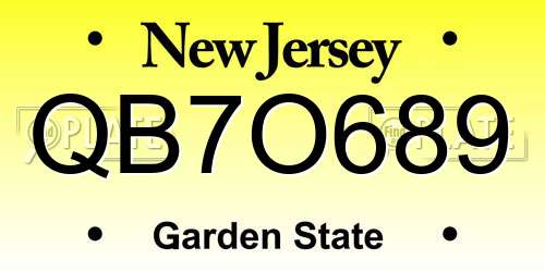 QB7O689 New Jersey License Plate