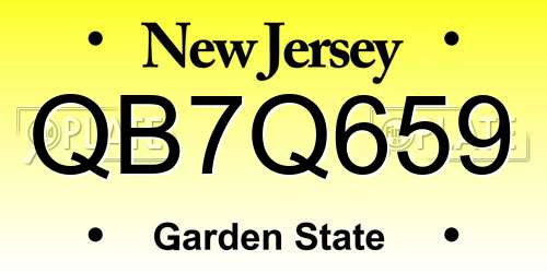 QB7Q659 New Jersey License Plate