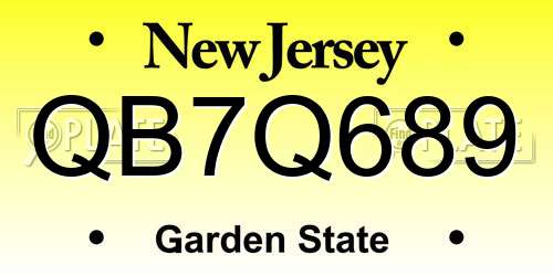 QB7Q689 New Jersey License Plate