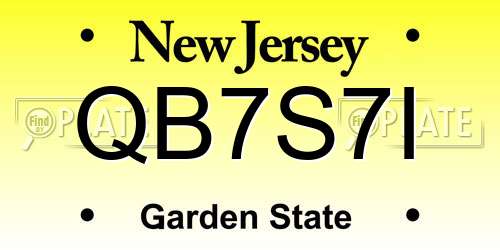 QB7S7I New Jersey License Plate