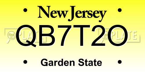 QB7T2O New Jersey License Plate