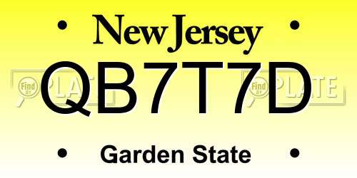 QB7T7D New Jersey License Plate