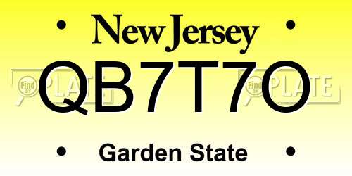 QB7T7O New Jersey License Plate