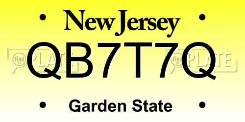 QB7T7Q New Jersey License Plate