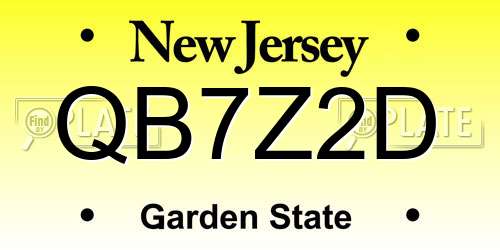 QB7Z2D New Jersey License Plate