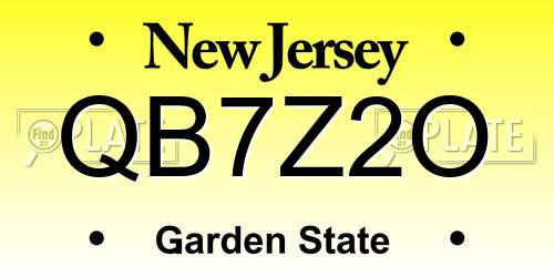 QB7Z2O New Jersey License Plate