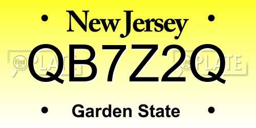 QB7Z2Q New Jersey License Plate