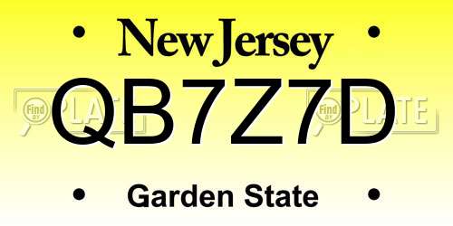 QB7Z7D New Jersey License Plate
