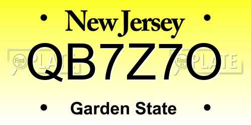 QB7Z7O New Jersey License Plate