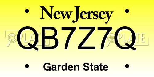 QB7Z7Q New Jersey License Plate