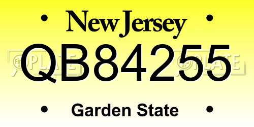 QB84255 New Jersey License Plate