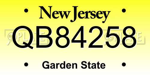 QB84258 New Jersey License Plate