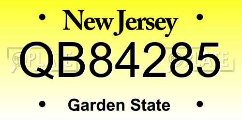 QB84285 New Jersey License Plate