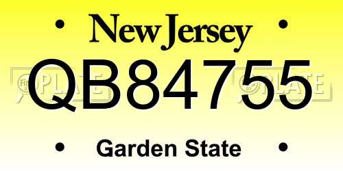 QB84755 New Jersey License Plate