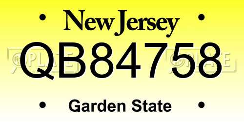 QB84758 New Jersey License Plate